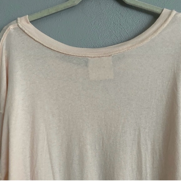 EUC FREE PEOPLE Pale Pink Sheer Mesh Tulle Sleeve Oversized Still Got It Tee - Picture 8 of 9